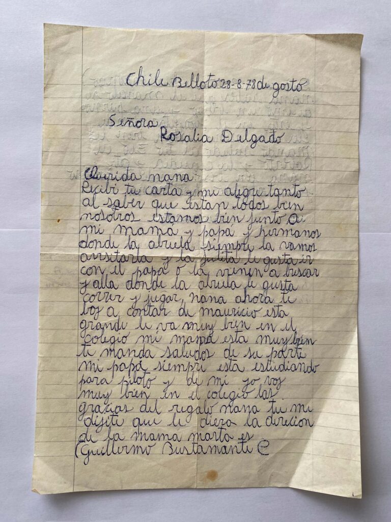 Carta a Rosalía Delgado